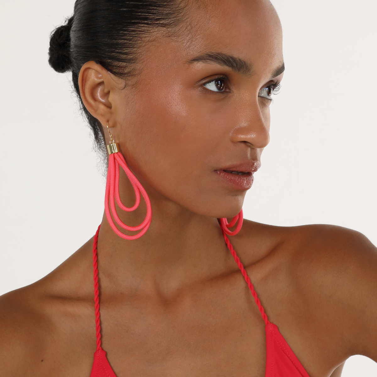 PICHULIK | Wave Earrings Rope and Brass Pink