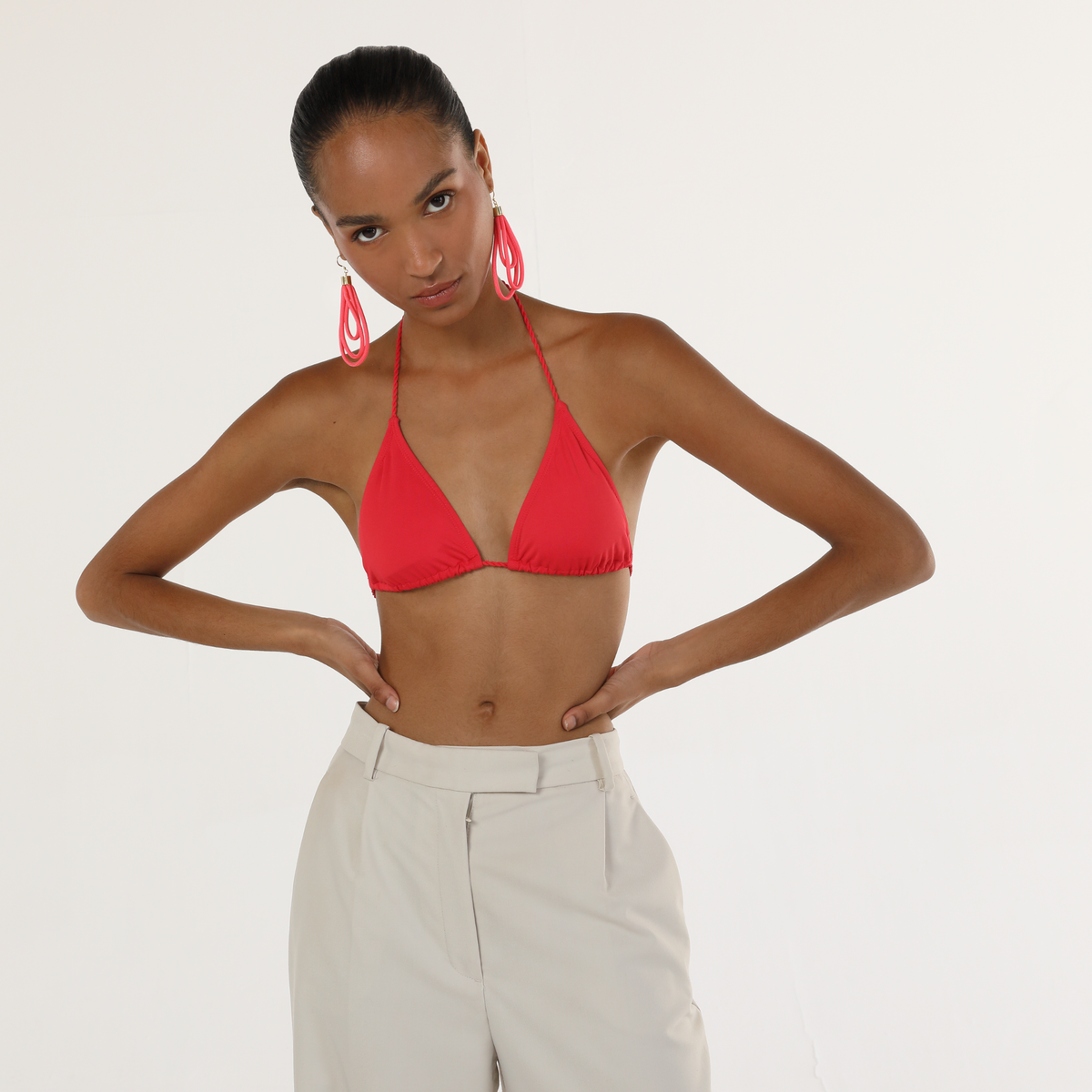 PICHULIK | Wave Earrings Rope and Brass Pink