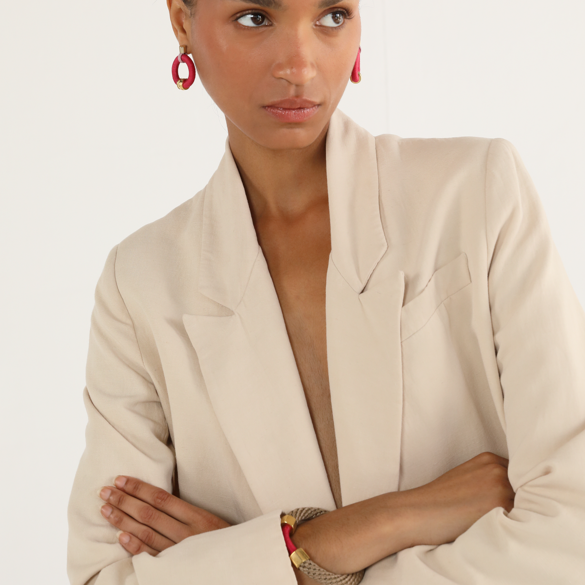 PICHULIK | Joule Brass and Rope Earrings  Pink