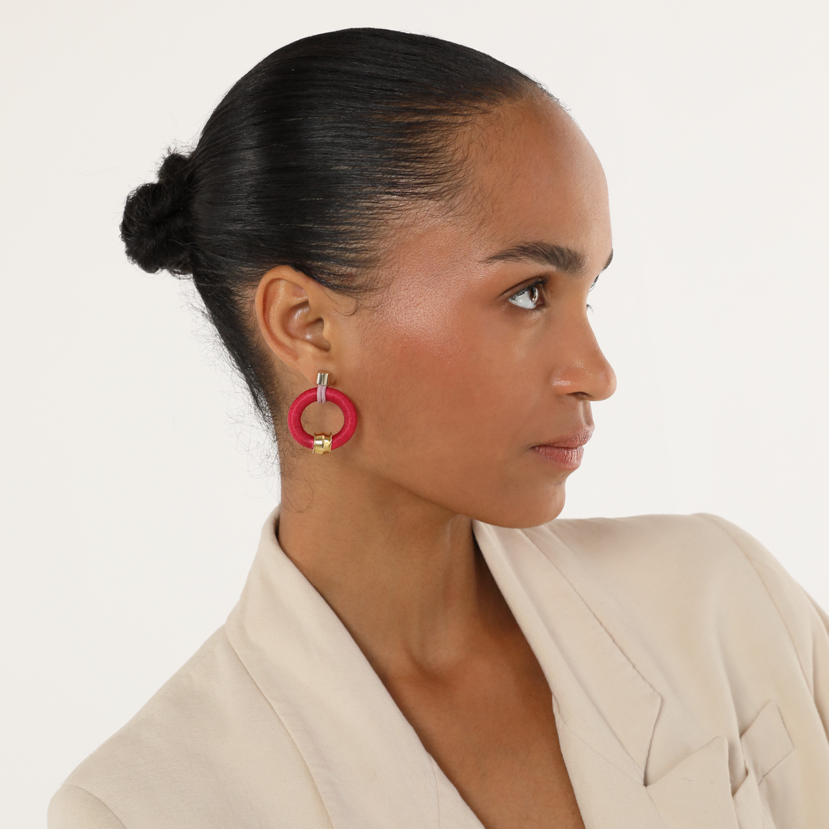PICHULIK | Joule Brass and Rope Earrings  Pink