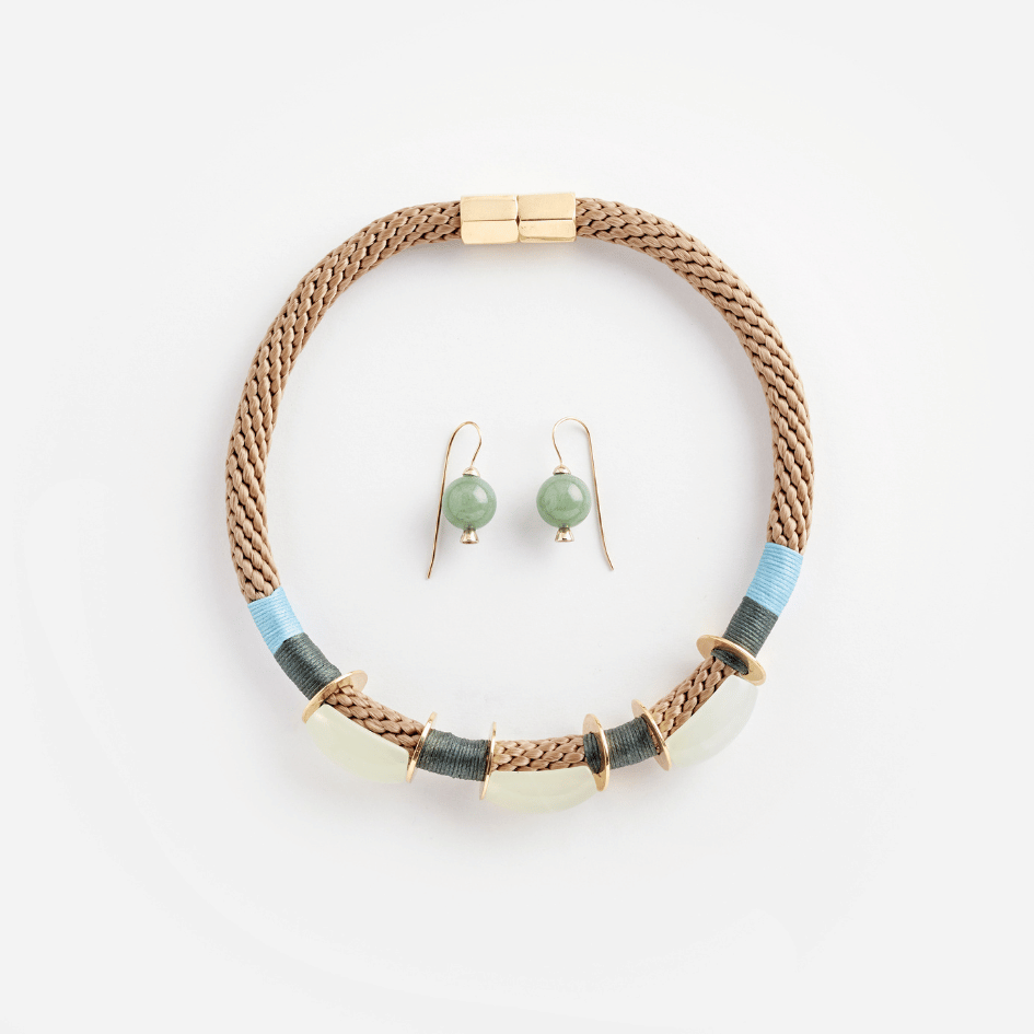 PICHULIK | Granada Gem Stone  Earrings and Inanna Rope and Stone Choker