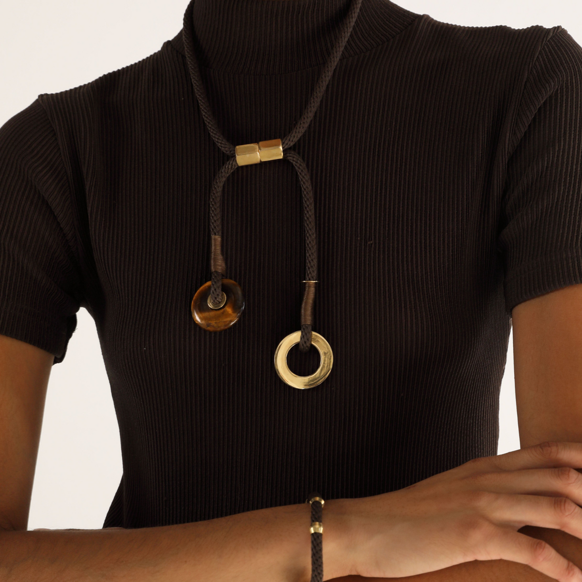 PICHULIK | Oshun Tigers Eye Stone and Rope Necklace