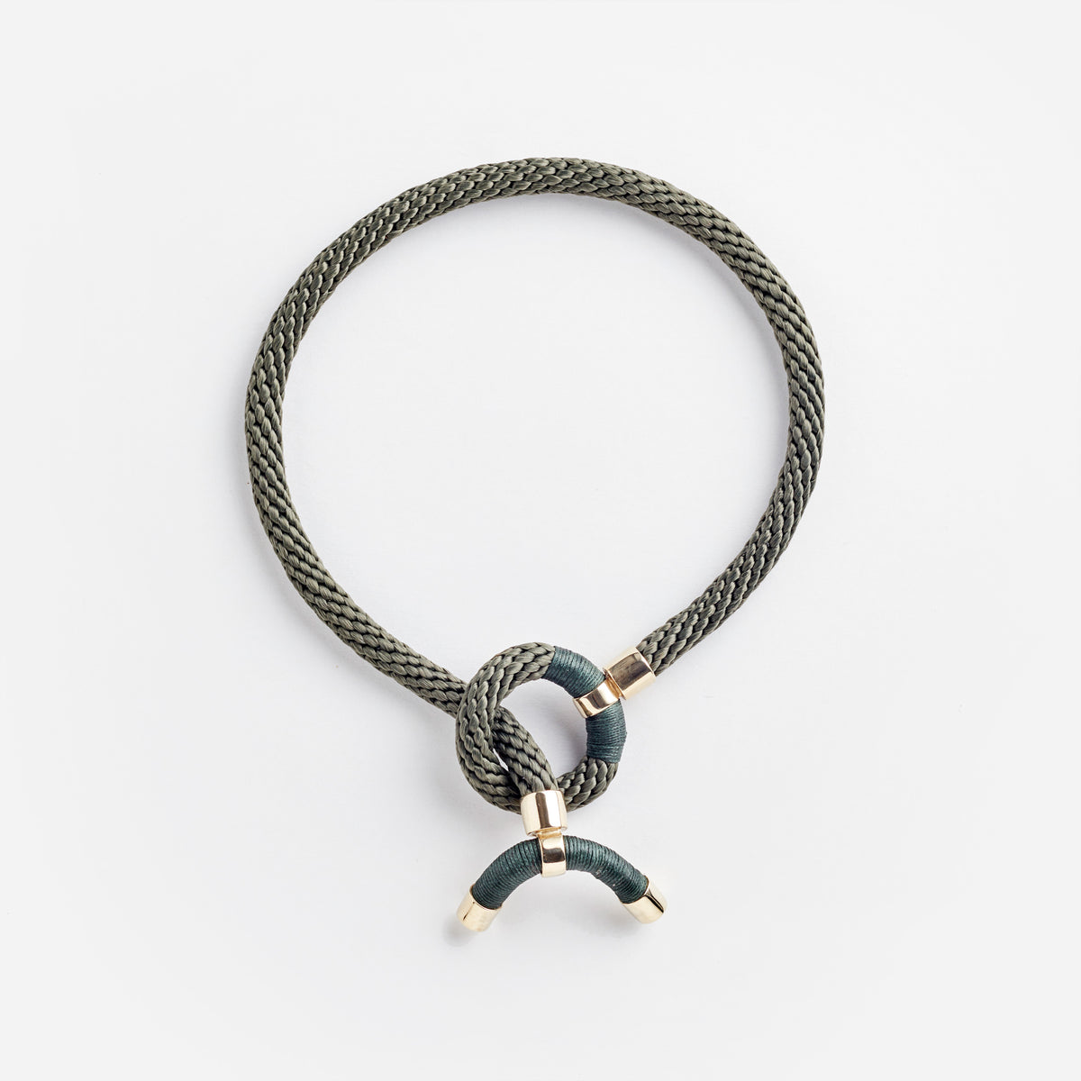 Pichulik | Olive Rope and Brass Astarte Horn Necklace 
