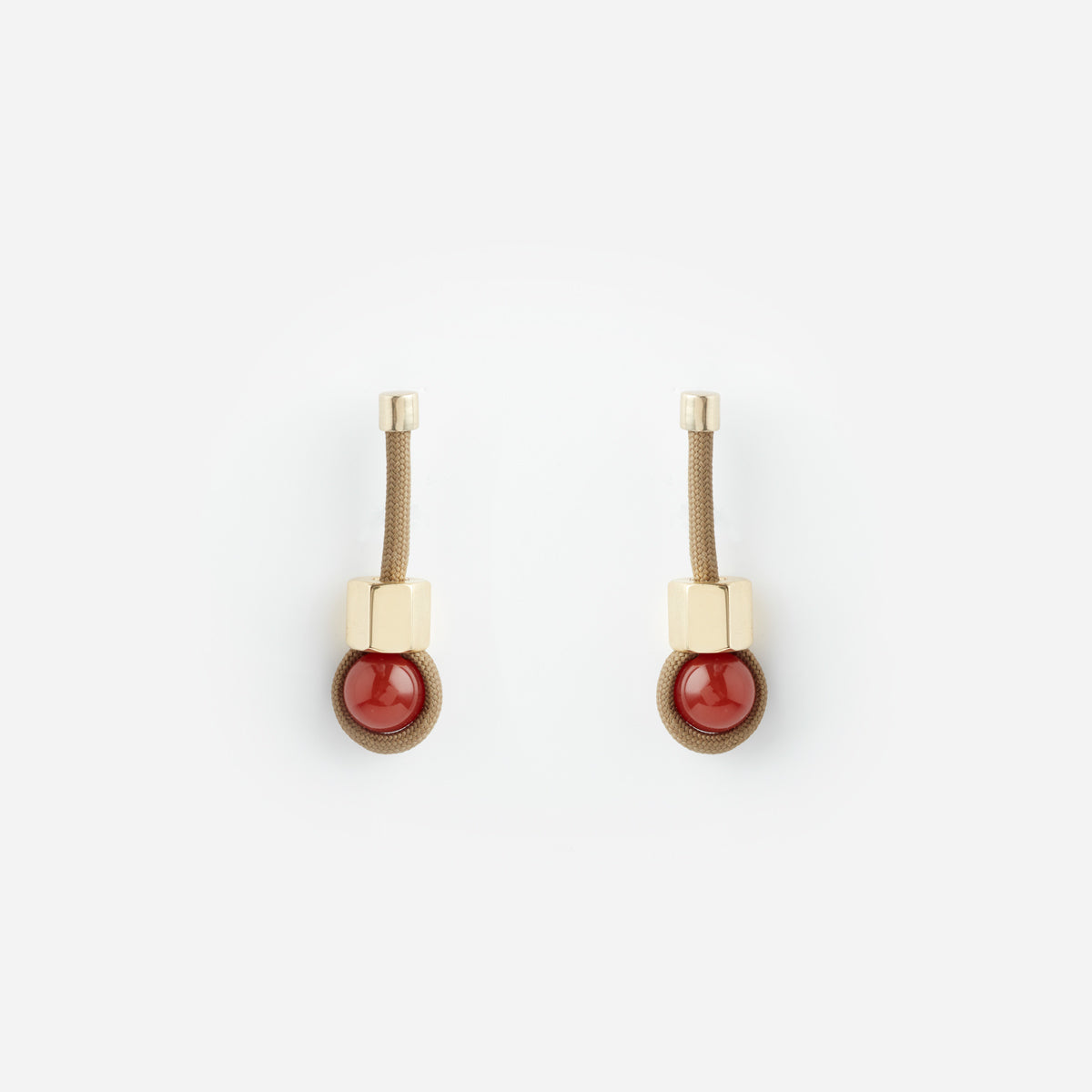 PICHULIK |  Attina earrings with Rope, Brass and Gem Stone