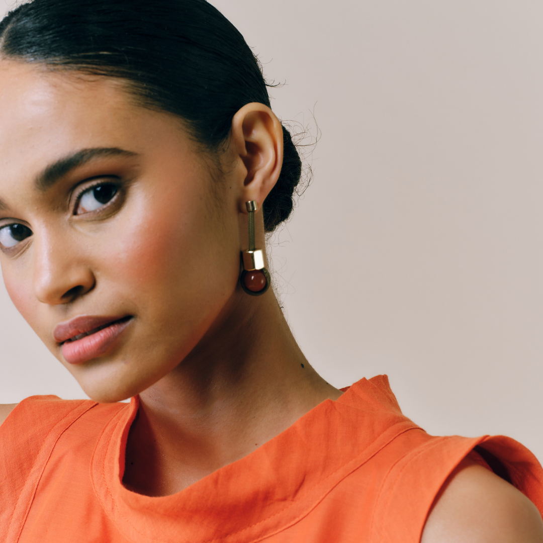 PICHULIK |  Attina earrings with Rope, Brass and Gem Stone