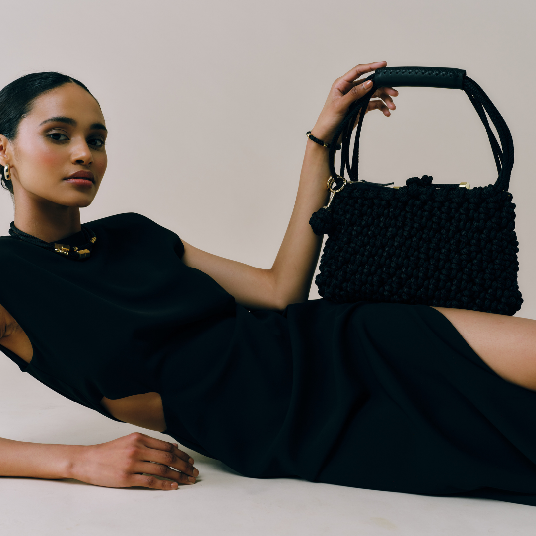 PICHULIK | Mermaid Bag Handwoven Rope Black