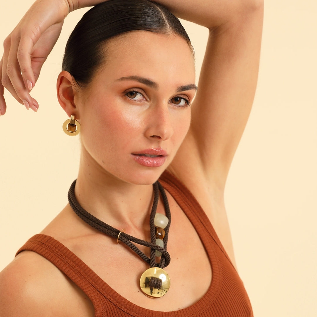 PICHULIK | Kimiya Brass and Gem Stone Earrings