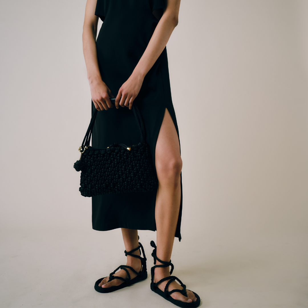 PICHULIK | Mermaid Bag Handwoven Rope Black