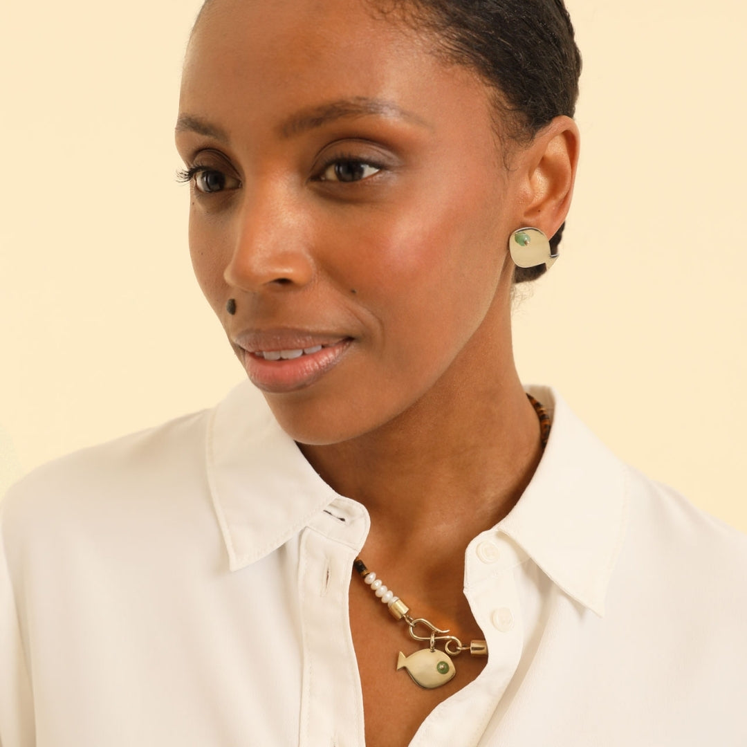 PICHULIK | Mina brass and Gem Stone Earrings