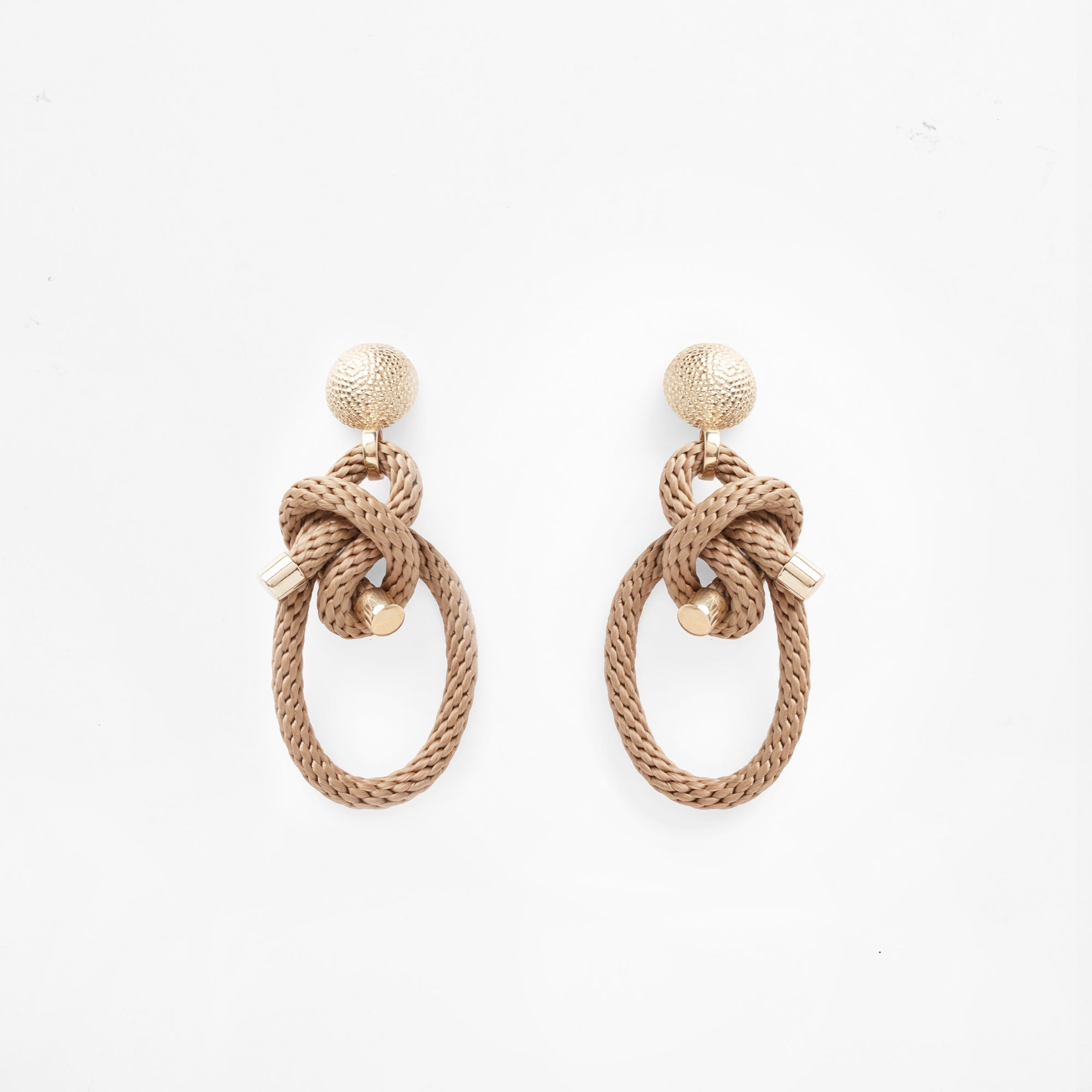 Pichulik | Shimenawa Earrings Beige Brass and Rope