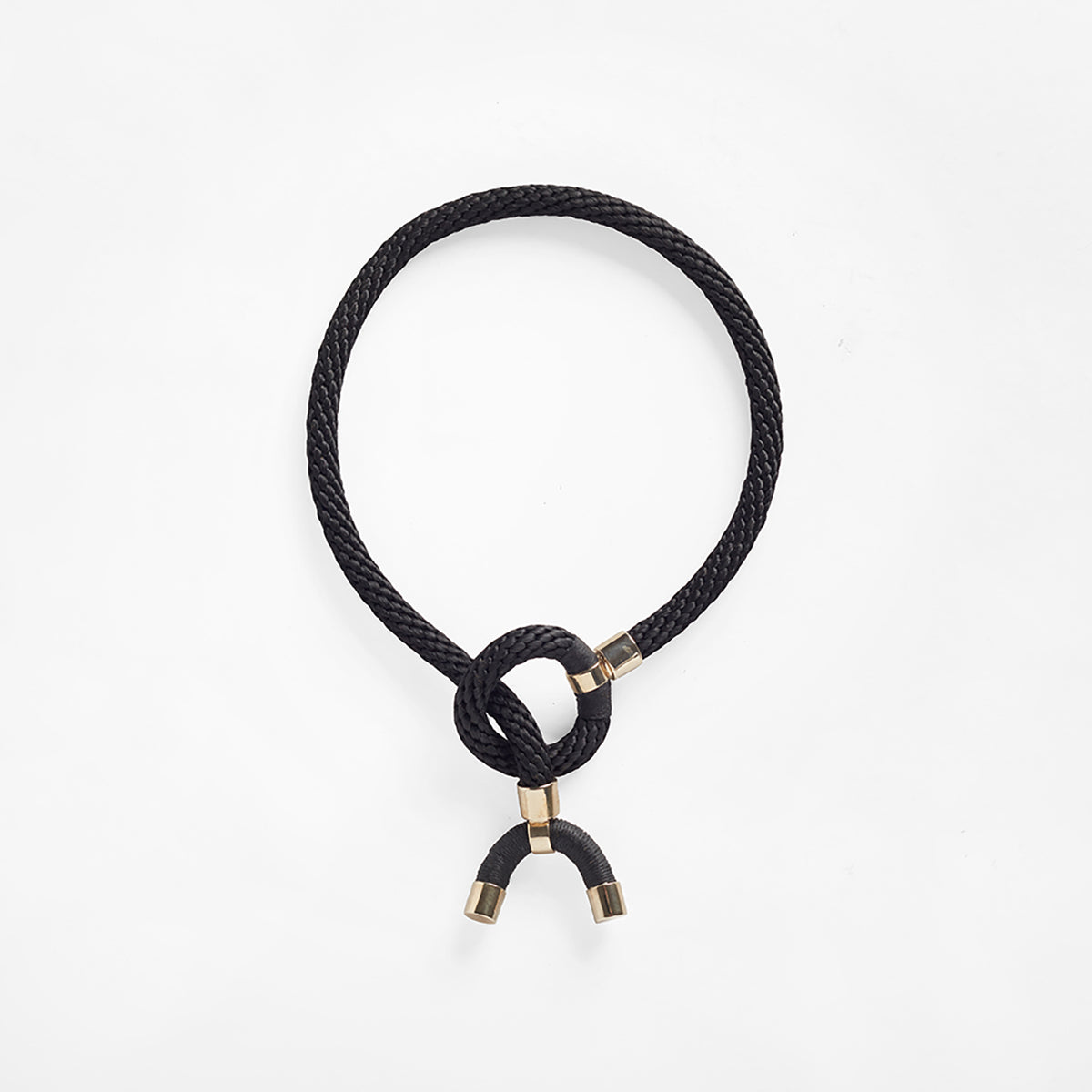 Pichulik | Rope and Brass Astarte Horn Necklace Black 