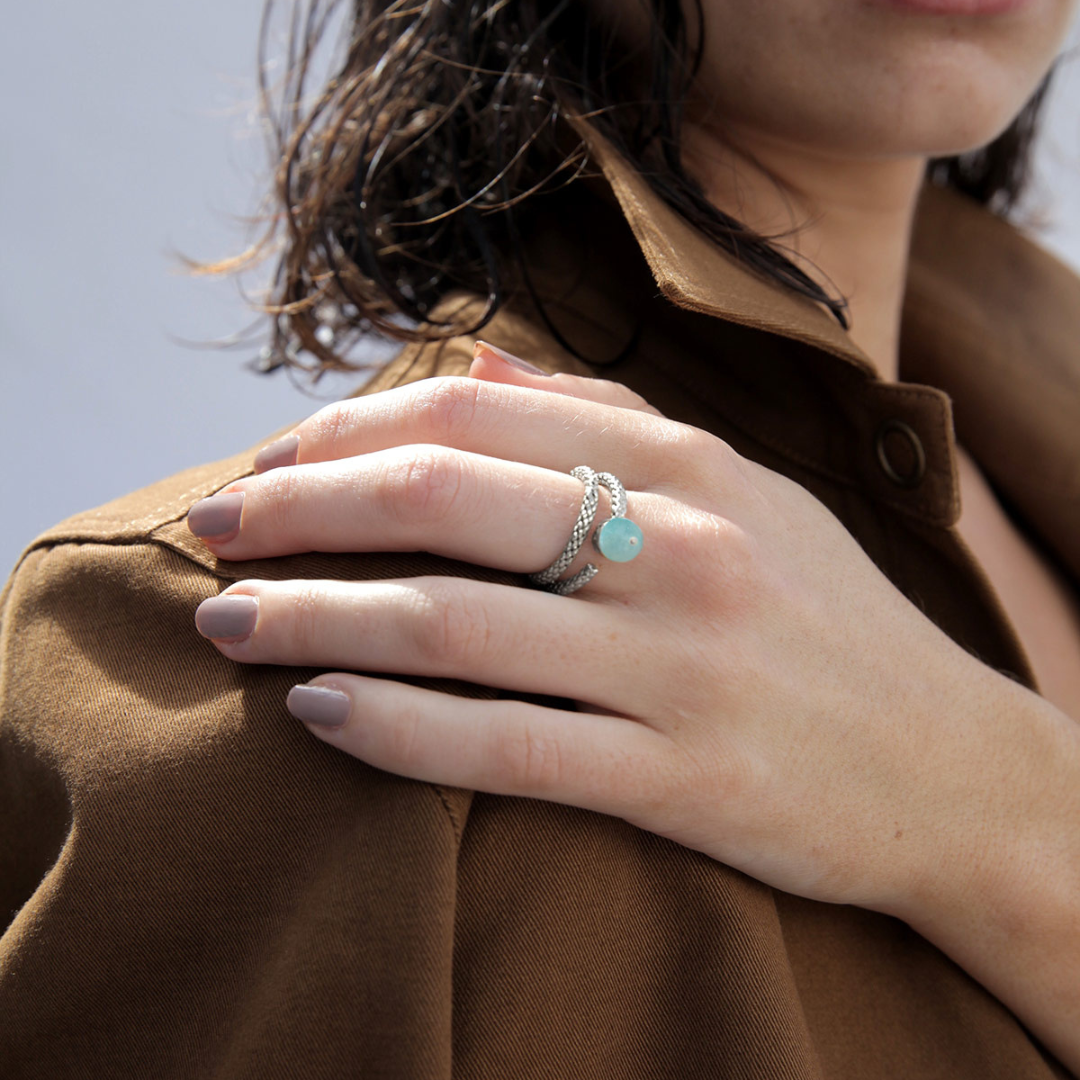 PICHULIK | Baci Sterling Silver Ring with Amazonite stone