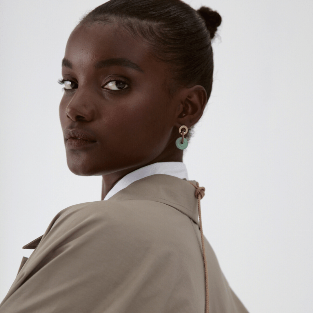 PICHULIK | Stone, Brass And Rope Raku Earrings Aventurine